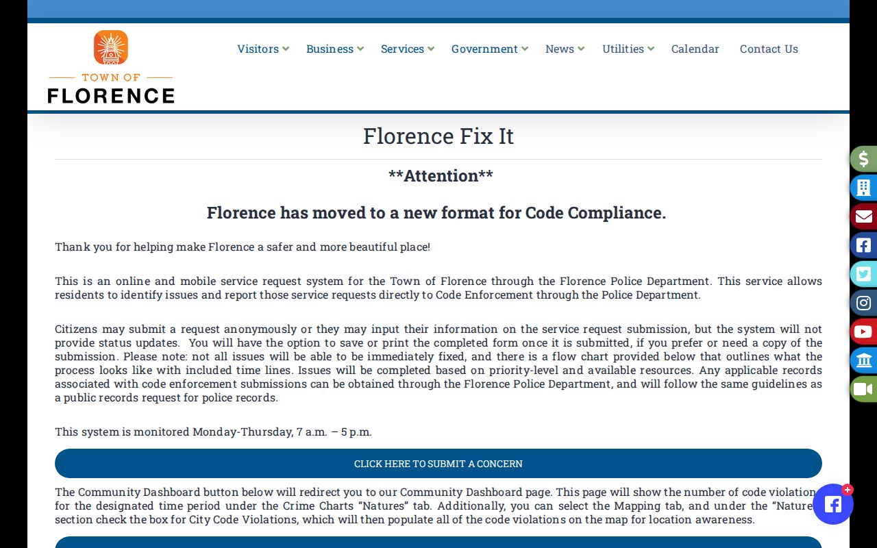 Florence neighbors mapped code and service issue context
